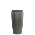 Urban Trends Collection Urban Trends Collection 53039 Ceramic Tall Cylinder Vase with Ribbed Design Body & Tapered Bottom; Matte & Dark Taupe - Medium 53039